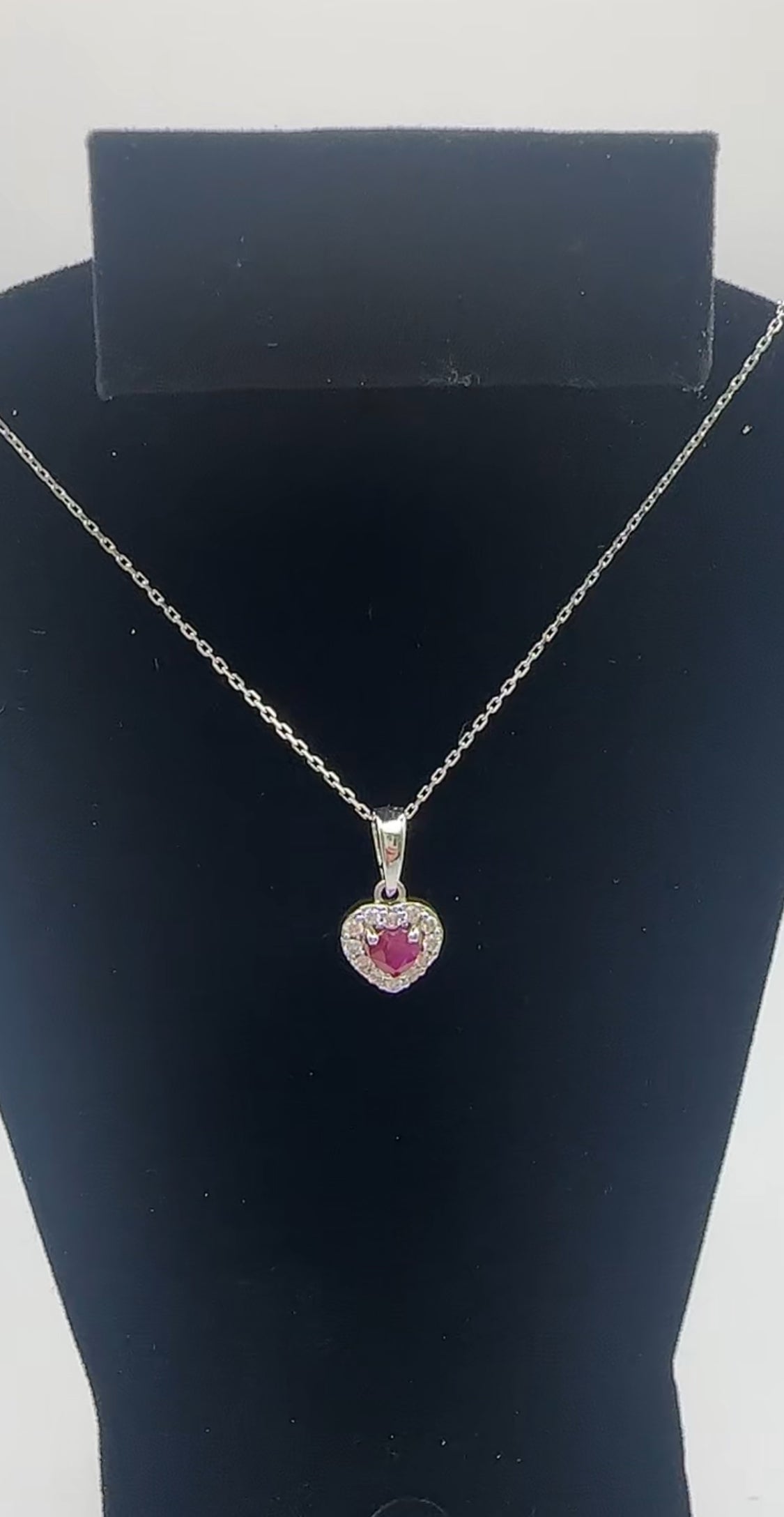 Heart Diamond Pendant with Ruby Center Stone