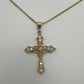 Fancy Cross 14k Yellow Gold with Natural Diamonds