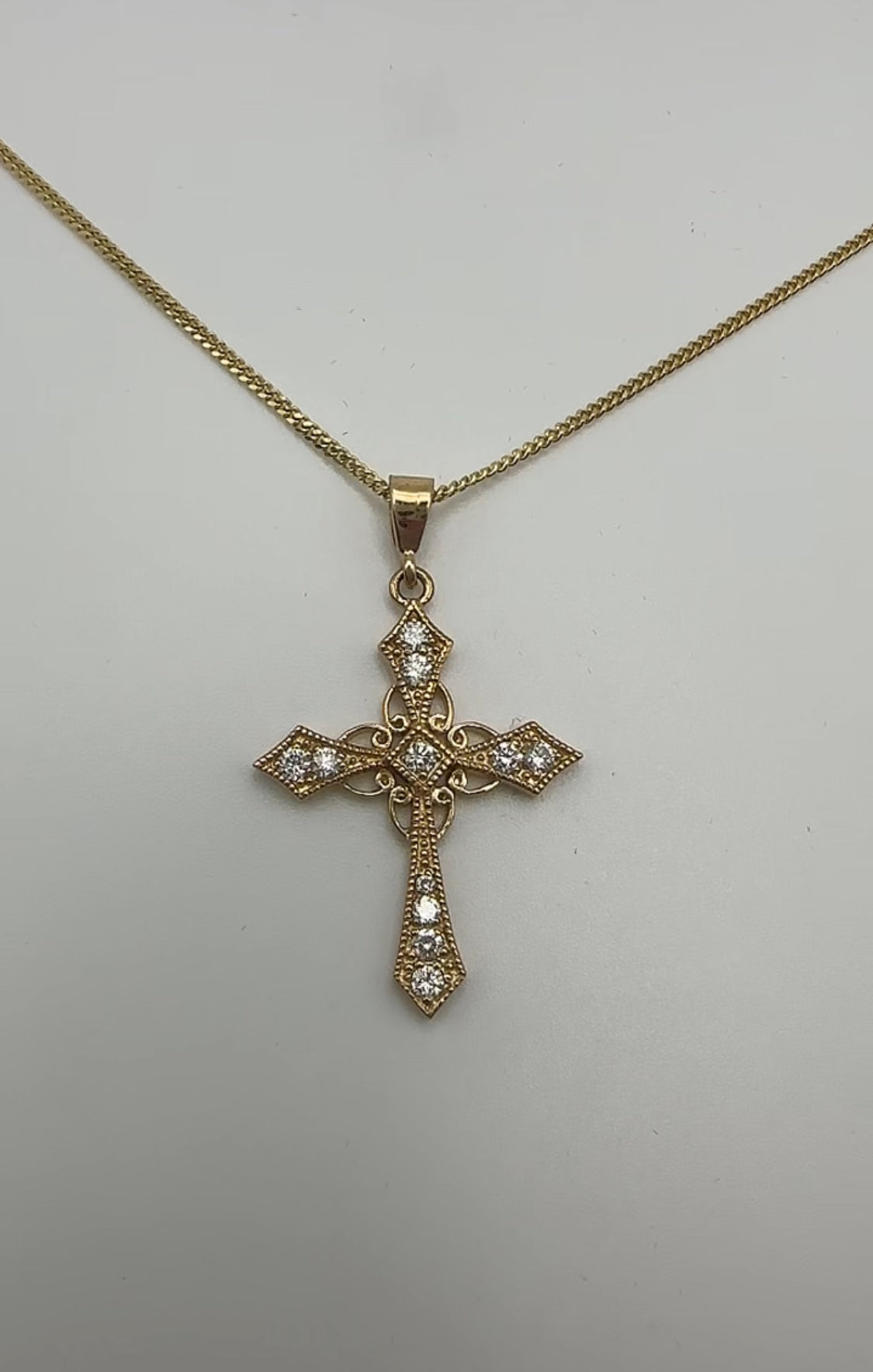 Fancy Cross 14k Yellow Gold with Natural Diamonds