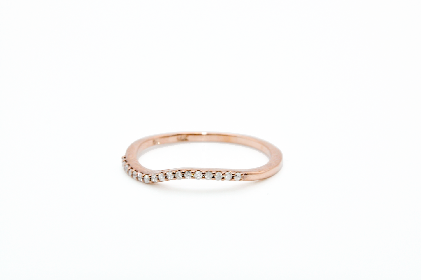 Rose Gold Swirl Stackable Ring with Diamond Accents