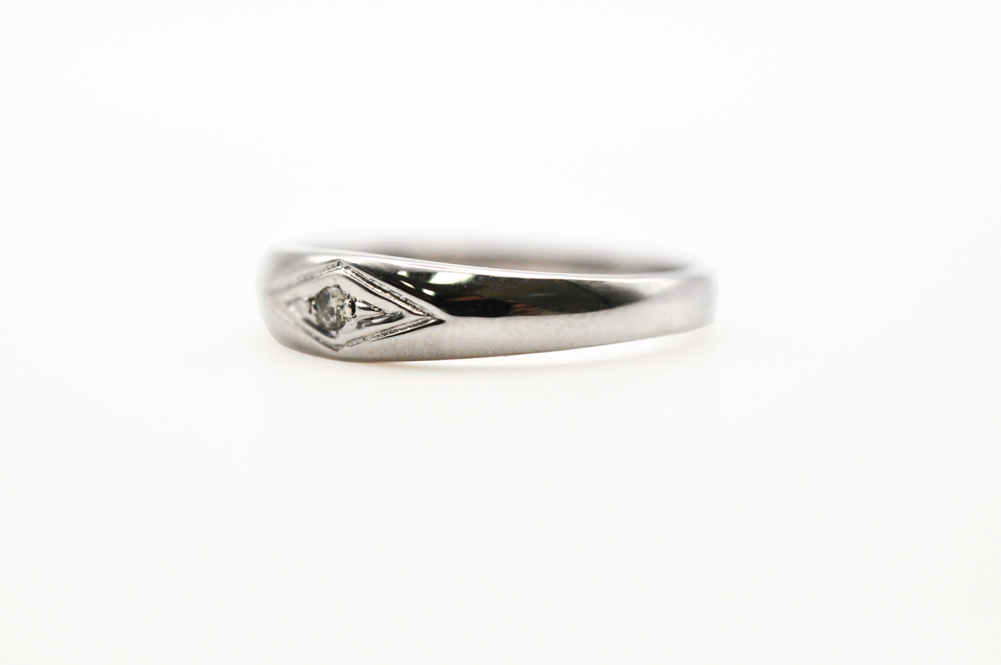 White Gold Ring with a Diamond Accent Stone