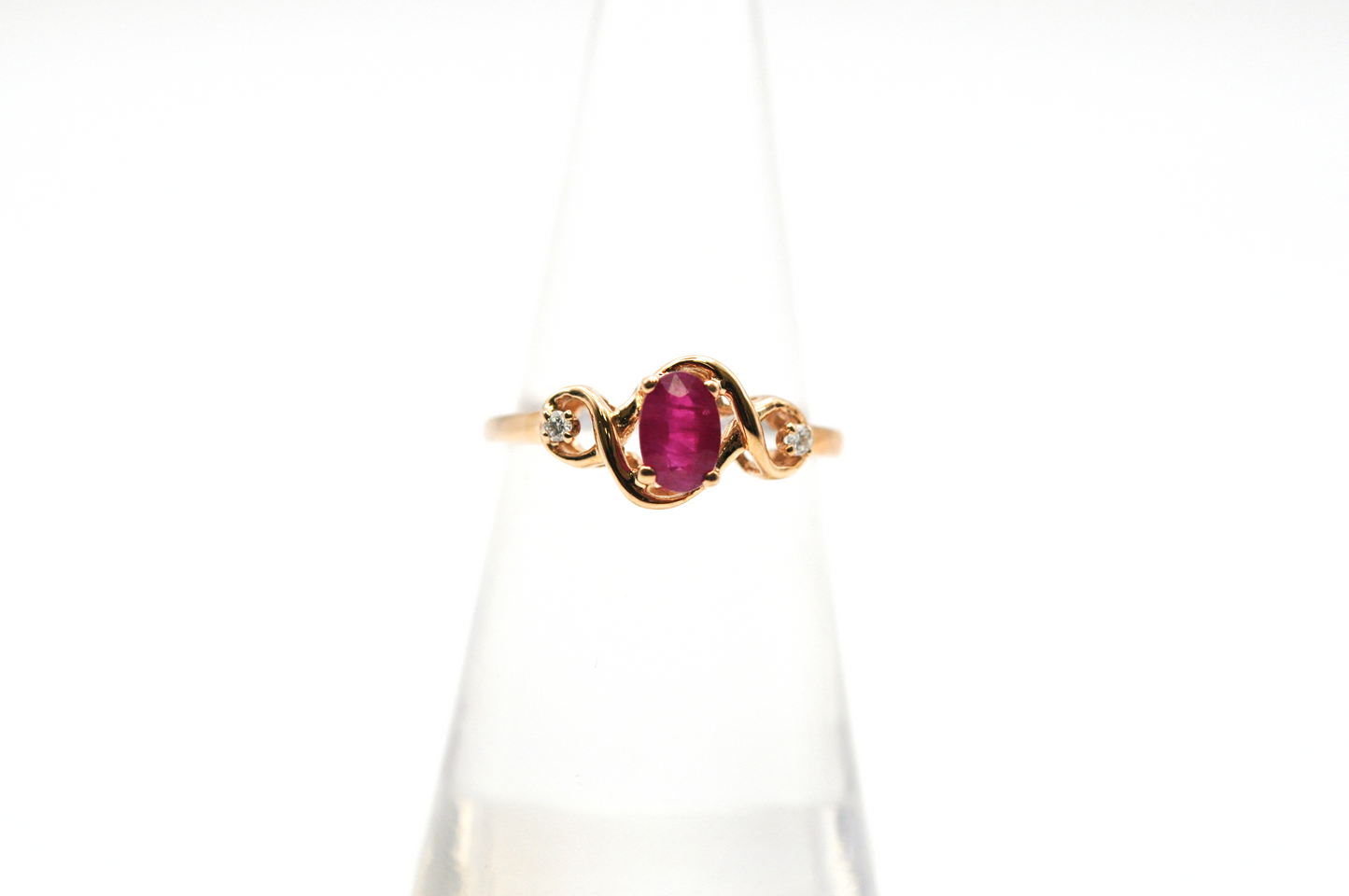 Yellow Gold Oval Ruby Ring with Side Diamond Accents