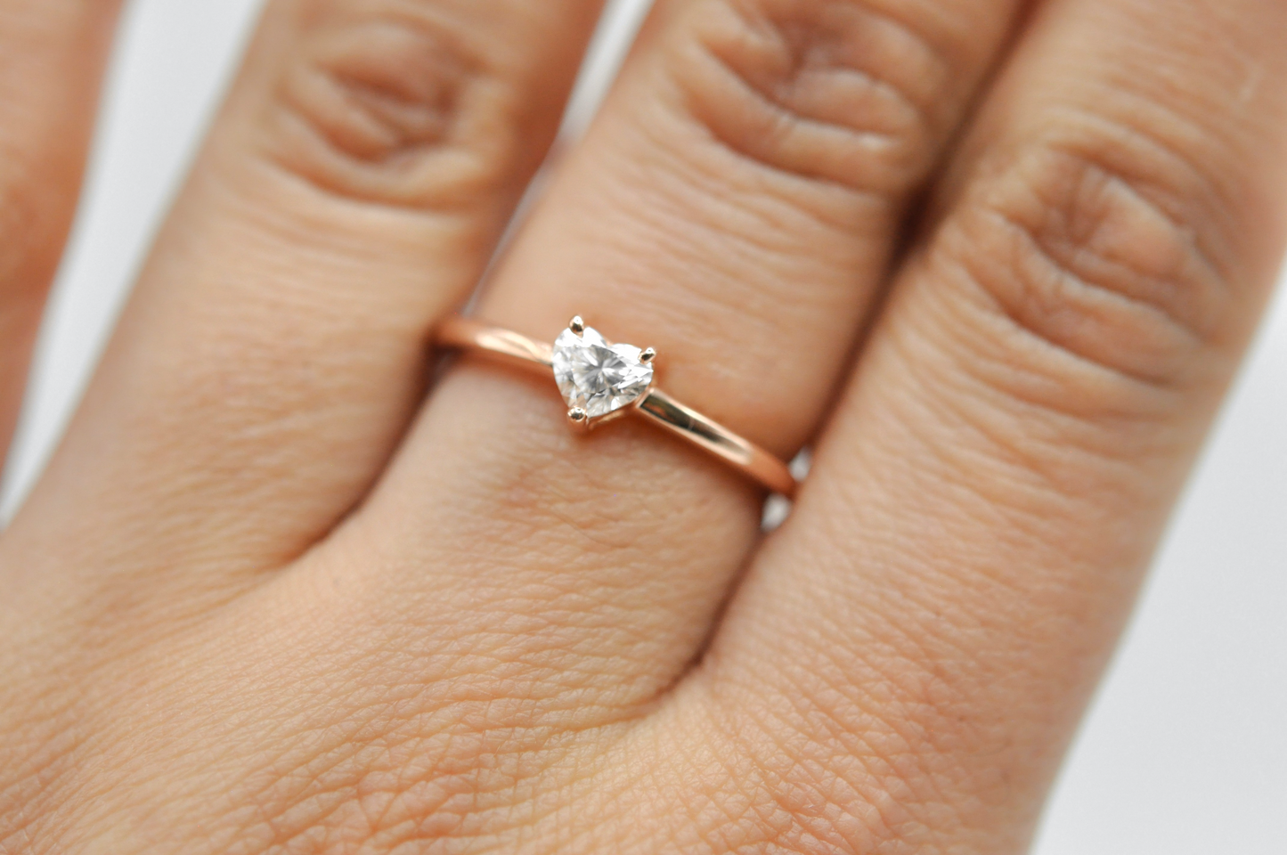 Dainty Rose Gold Diamond Heart Ring