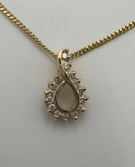 Unique Pendant 14k Yellow Gold with Natural Diamonds