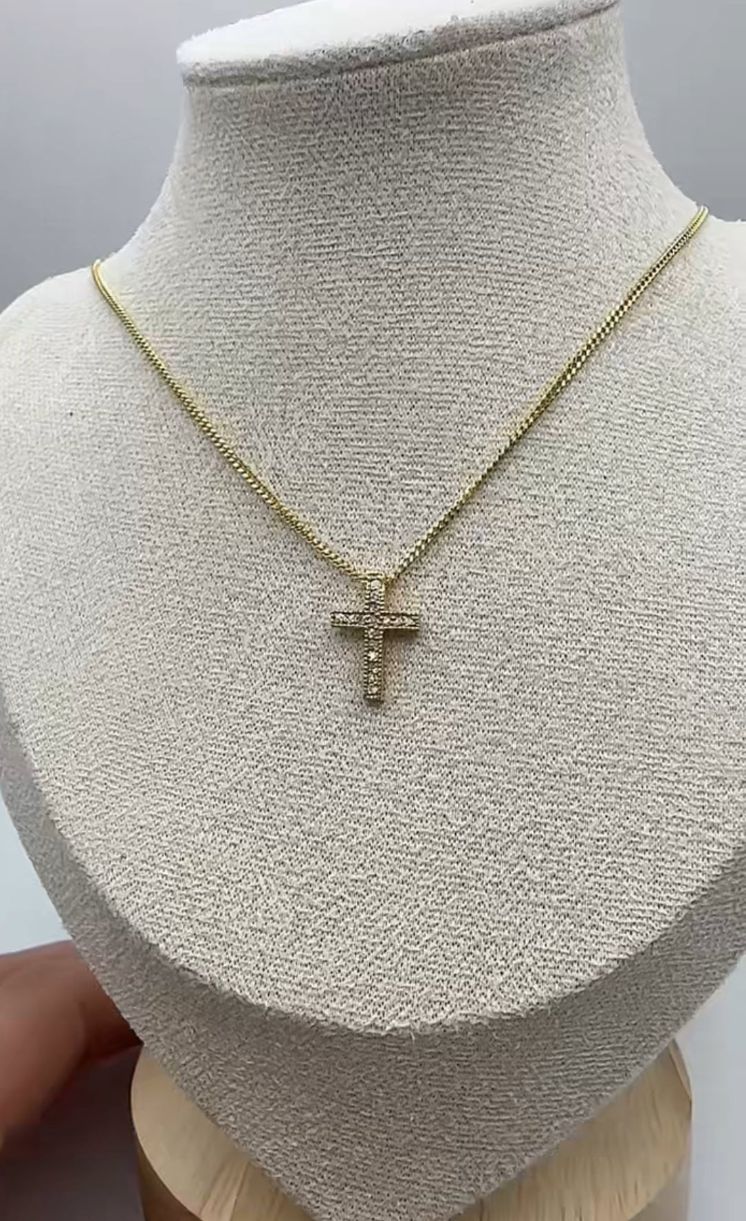 14k Yellow Gold Cross with Natural Diamonds