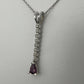 Dropdown Diamond Pendant with Pear Ruby Accent 14k White Gold