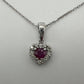 Heart Diamond Pendant with Ruby Center Stone