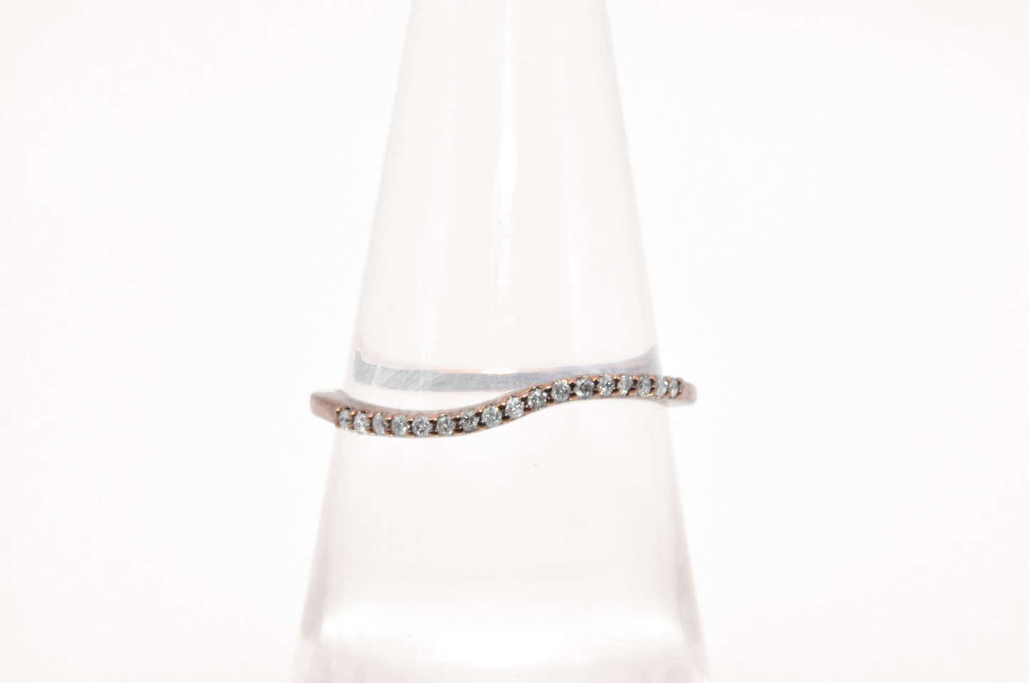 Rose Gold Swirl Stackable Ring with Diamond Accents