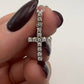 Diamond Cross Pendant with Three Stones on Shank - 14k White Gold - Natural Diamonds