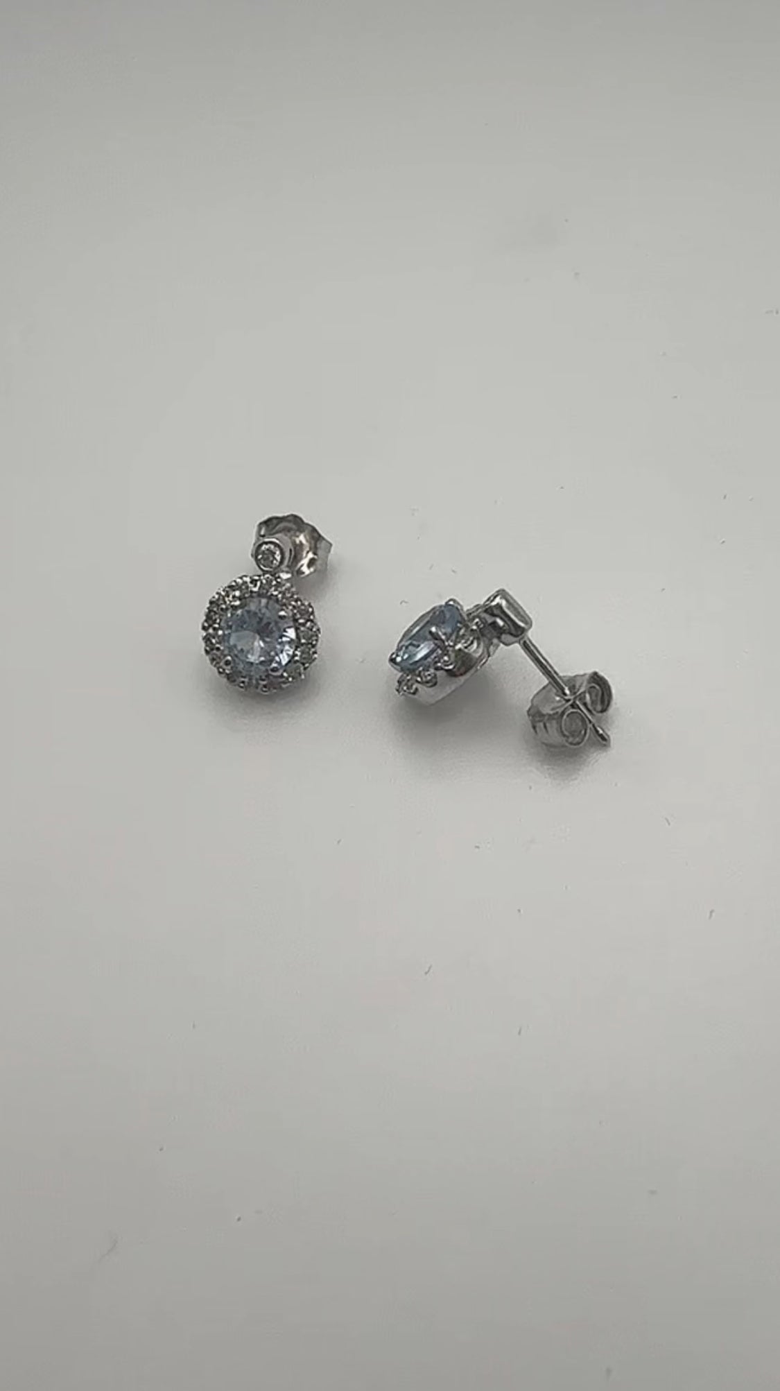 Aquamarine with Diamond Halo Stud