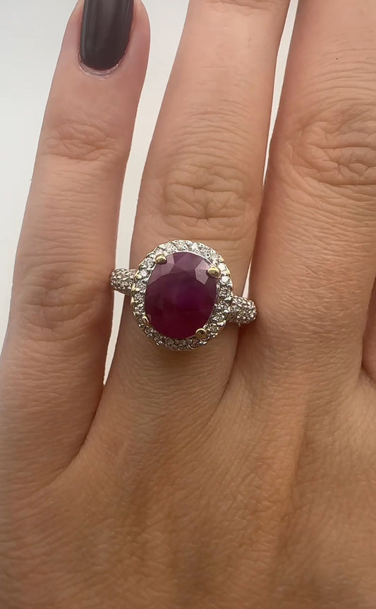 Gorgeous Statement Ruby Ring 14k Yellow Gold