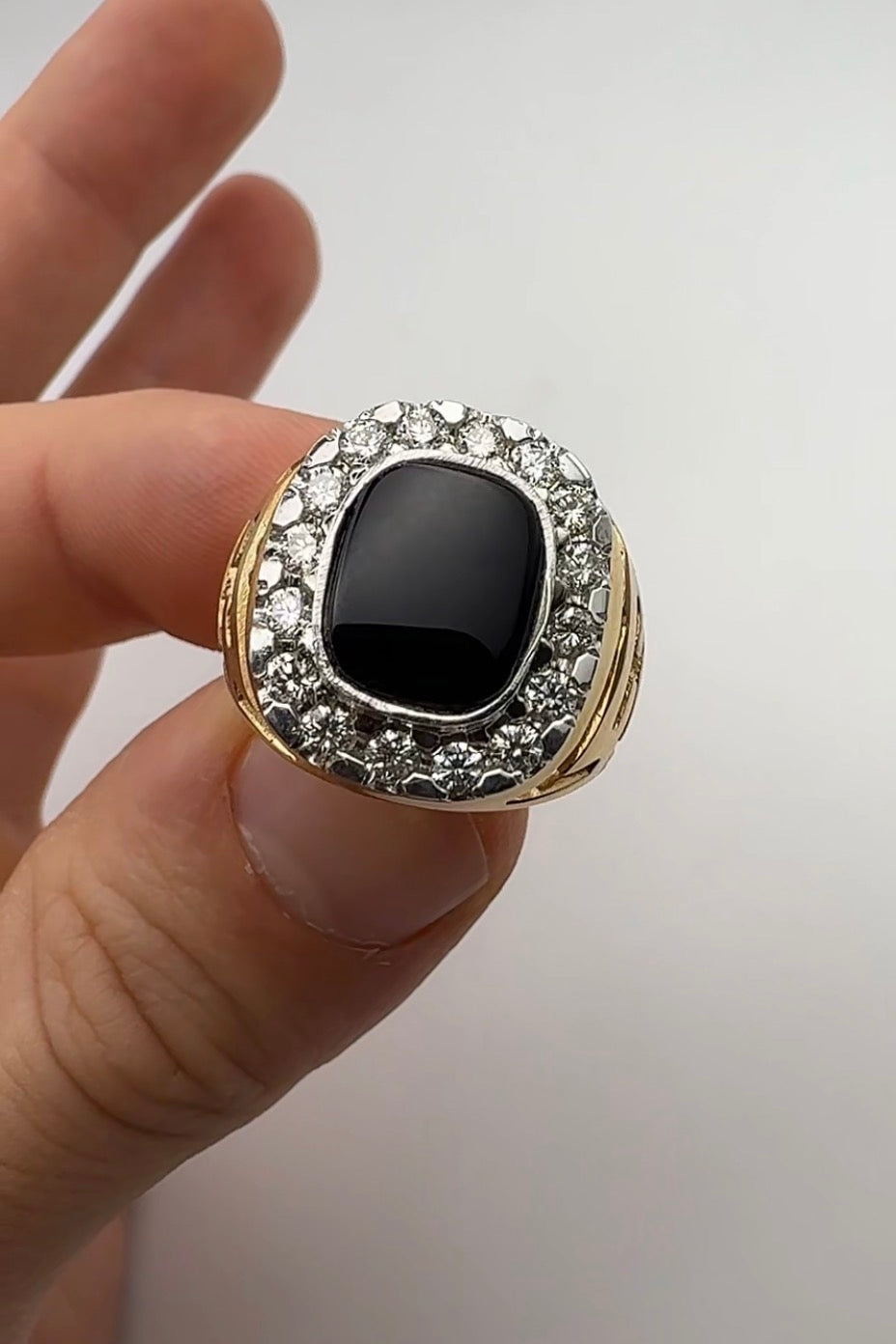 Men’s Onyx and Diamond Ring