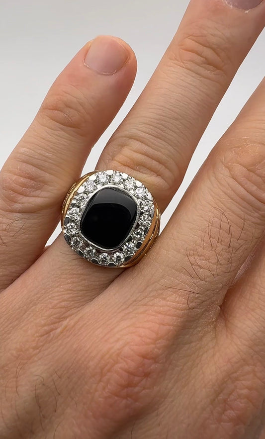 Men’s Onyx and Diamond Ring