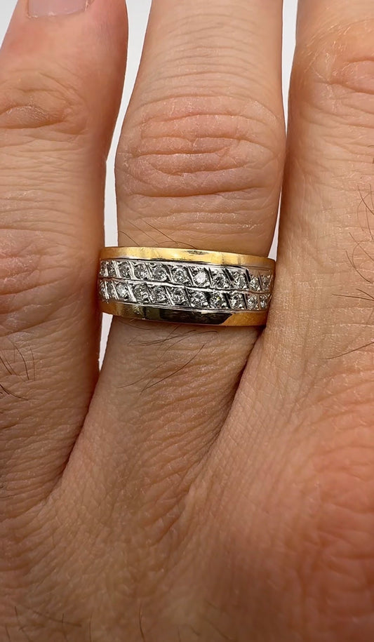 Men’s Ring with Two Diamond Rows