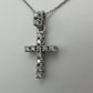 Diamond Cross with Two Diamonds on Shank - 14k White Gold - Natural Diamonds