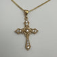 Fancy Cross 14k Yellow Gold with Natural Diamonds