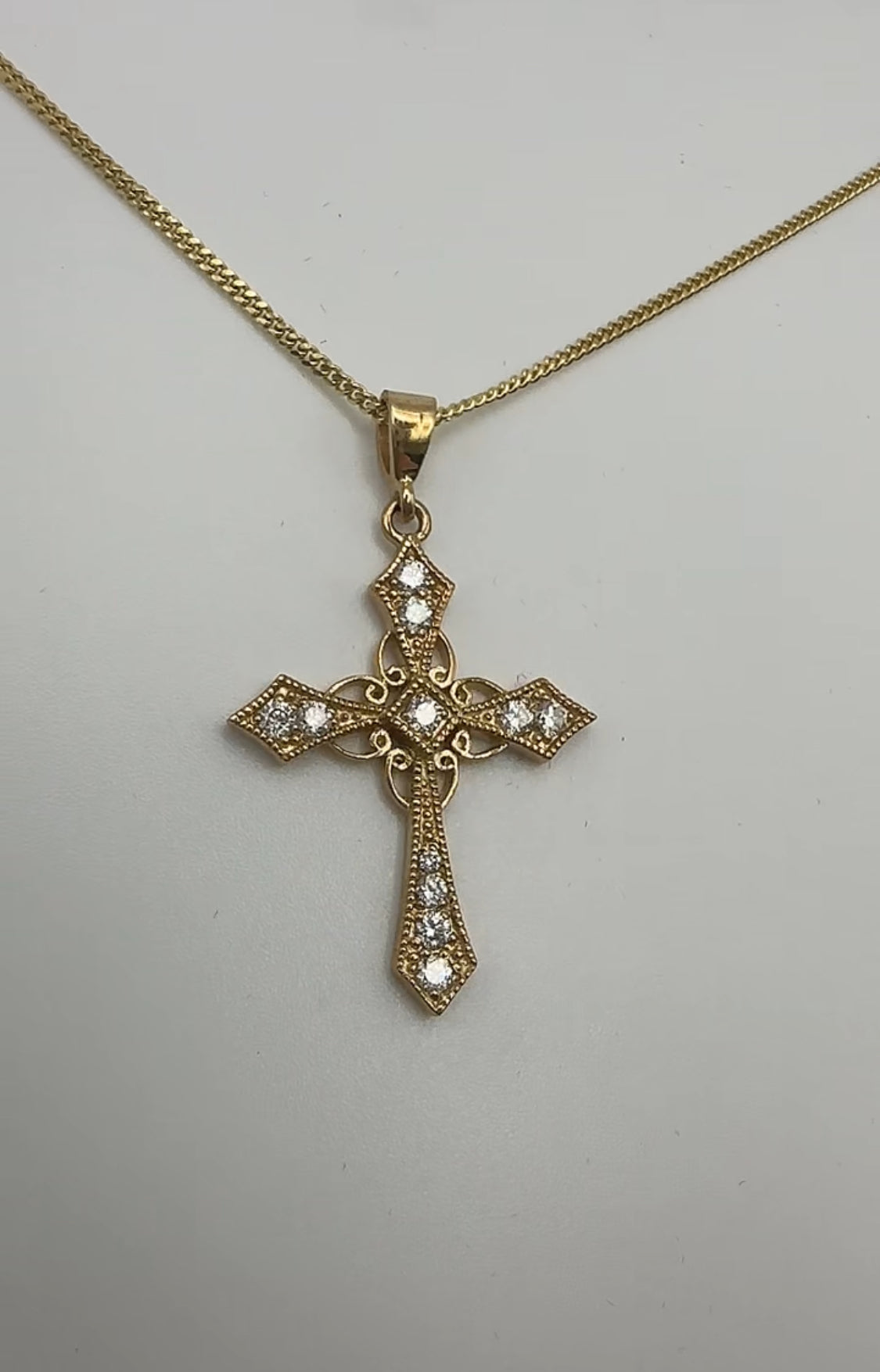 Fancy Cross 14k Yellow Gold with Natural Diamonds