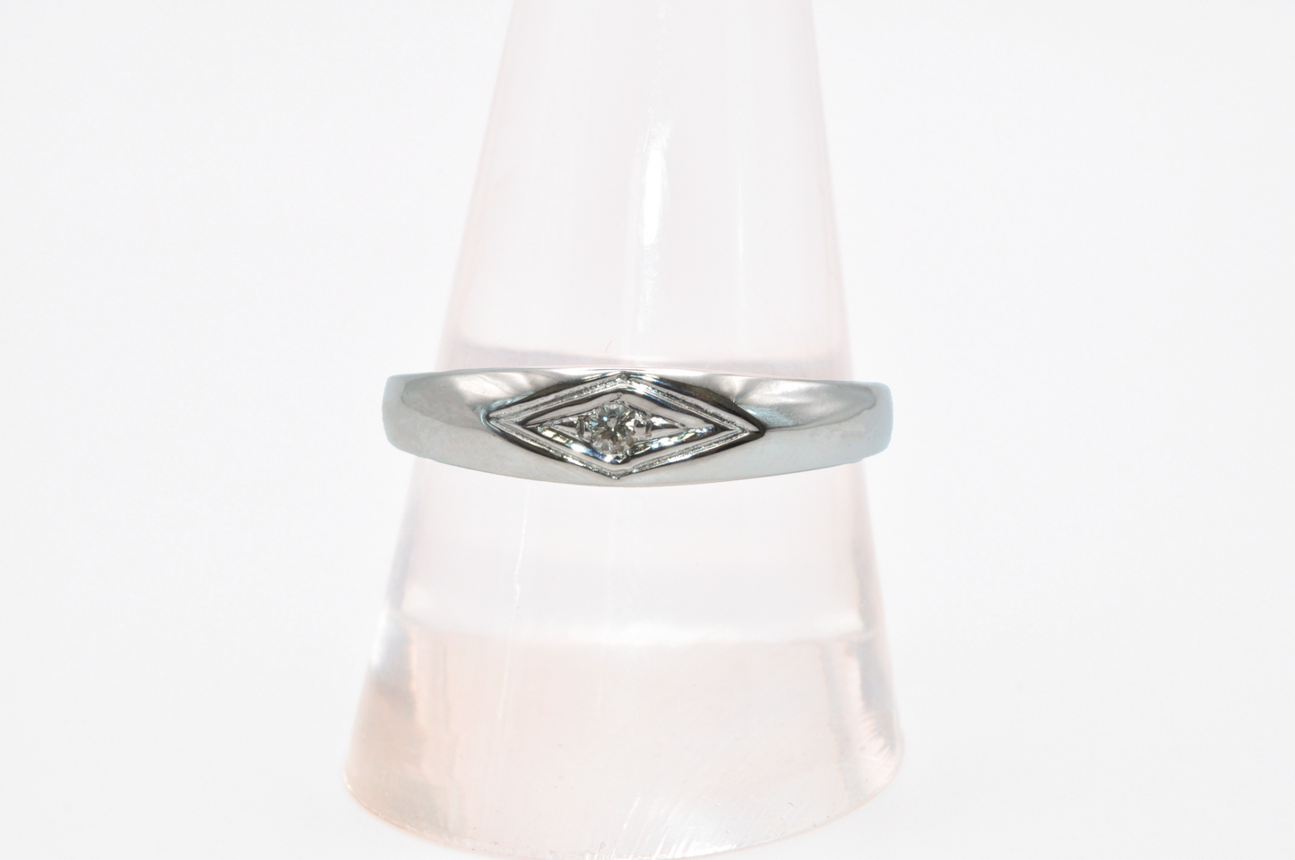 White Gold Ring with a Diamond Accent Stone
