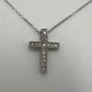 Mini Cross Pendant 14k White Gold - Natural Diamonds