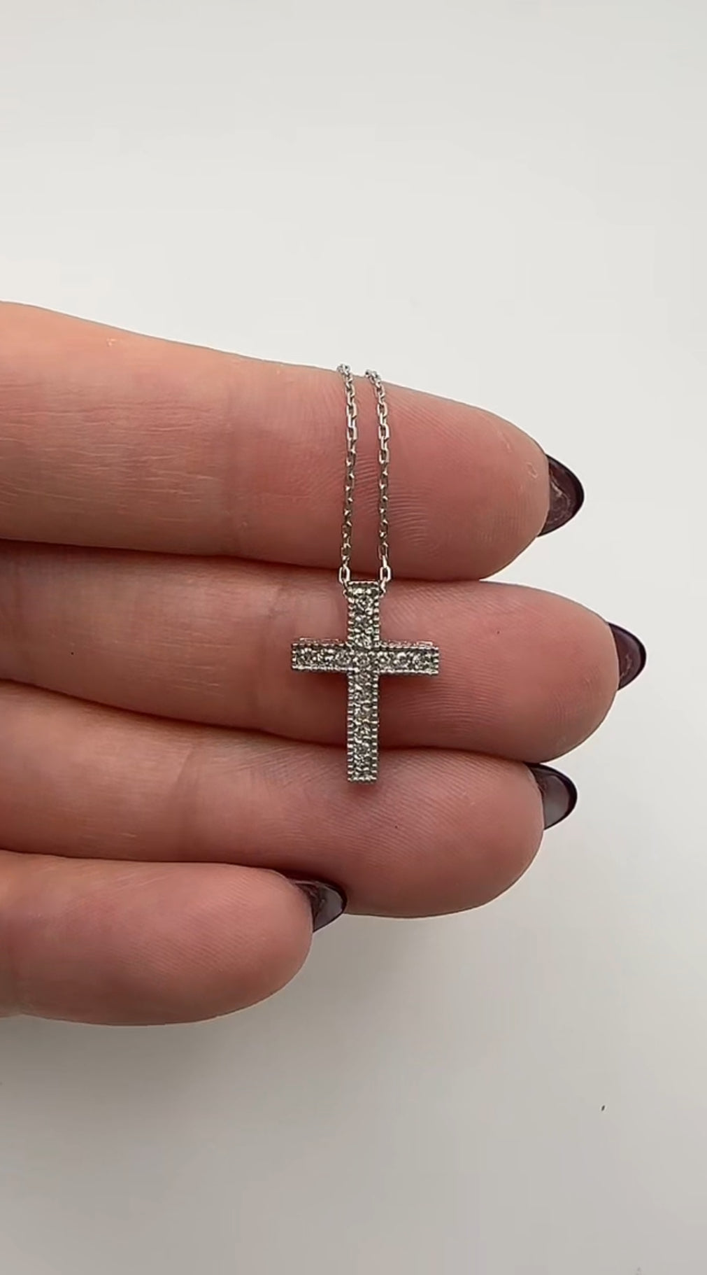 Mini Cross Pendant 14k White Gold - Natural Diamonds