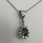 Tsavorite Center Stone Pendant - 14k White Gold - Natural Diamonds