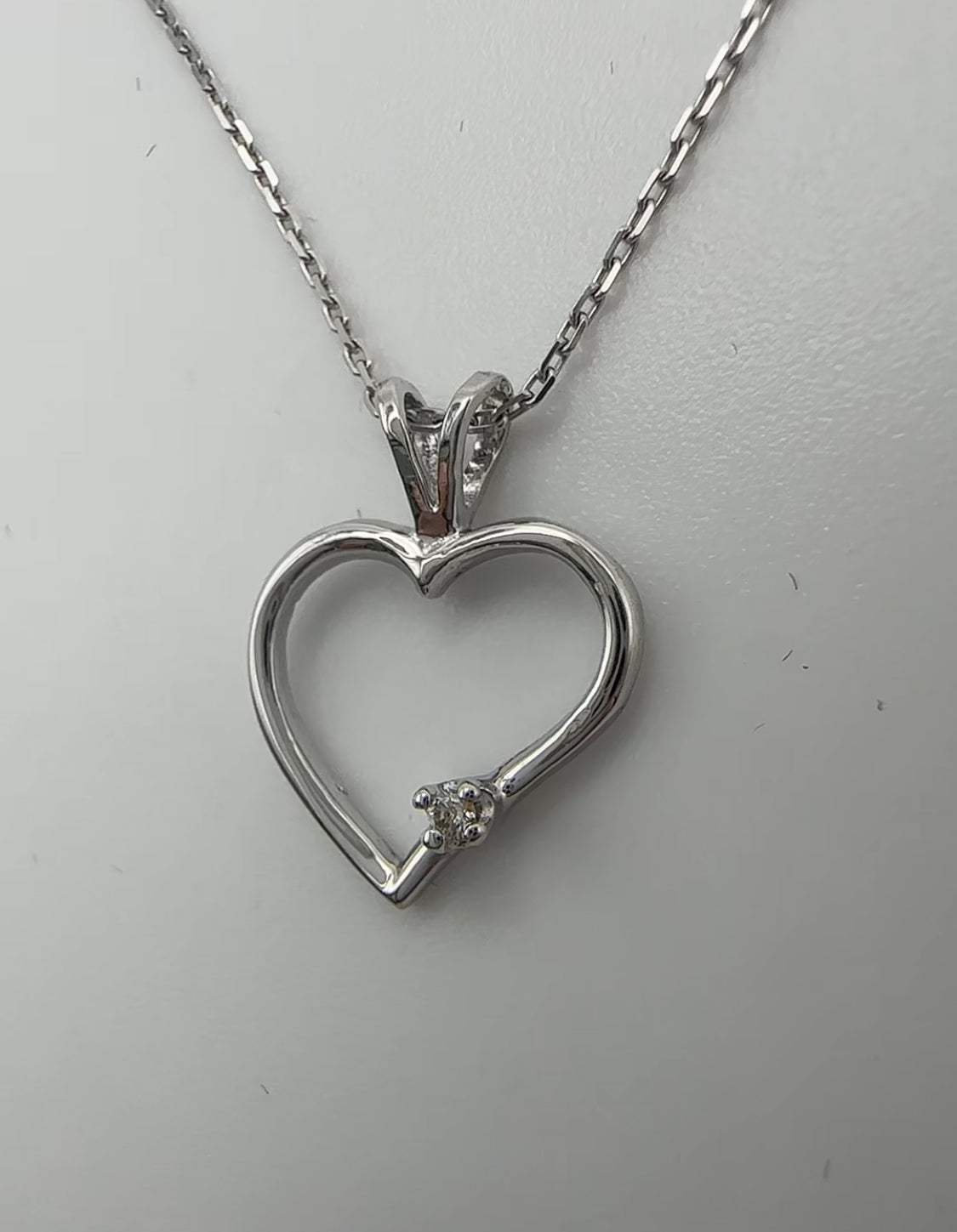 Heart Pendant with Natural Diamond - 10k White Gold