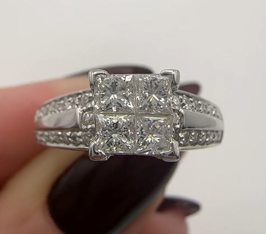 Illusion Princess Cut Engagement Ring