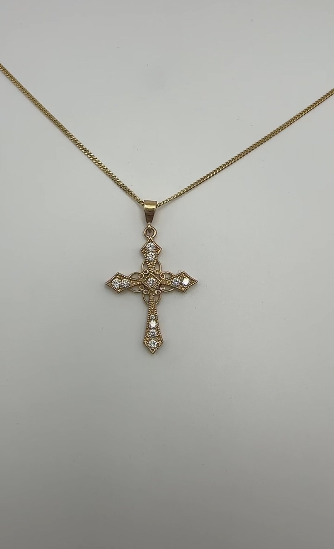 Fancy Cross 14k Yellow Gold with Natural Diamonds