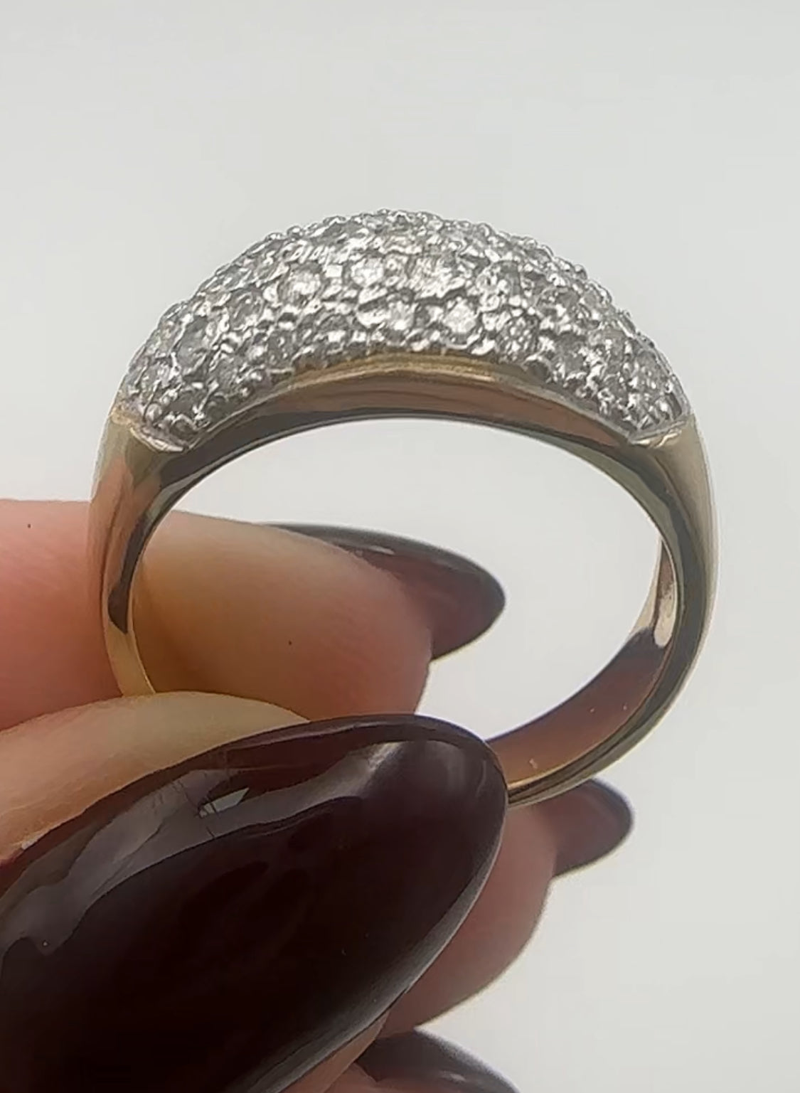 Timeless 14k Yellow Gold Dome Ring with Diamond Accents