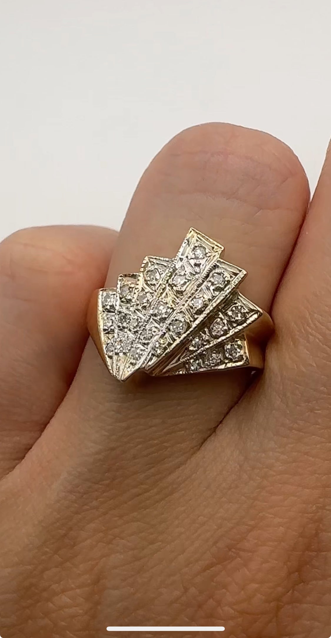 Multi Layer Statement Ring with Natural Diamonds
