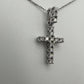 Diamond Cross Pendant with Three Stones on Shank - 14k White Gold - Natural Diamonds