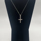 Diamond Cross Pendant with Three Stones on Shank - 14k White Gold - Natural Diamonds