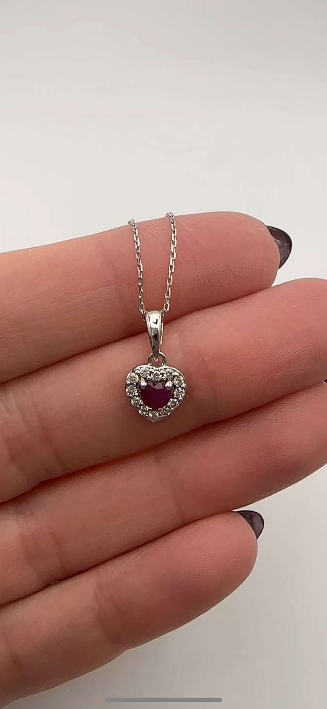 Heart Diamond Pendant with Ruby Center Stone