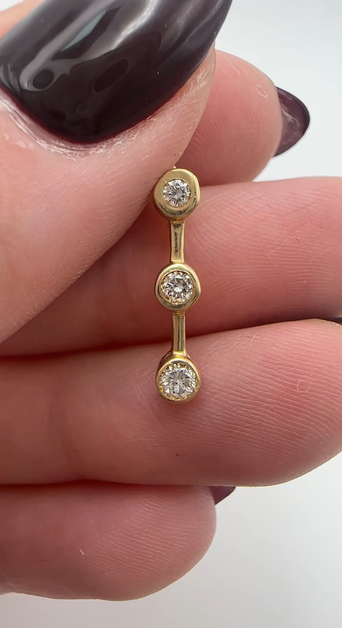 Three Stone Pendant - 14k Yellow Gold - Natural Diamonds