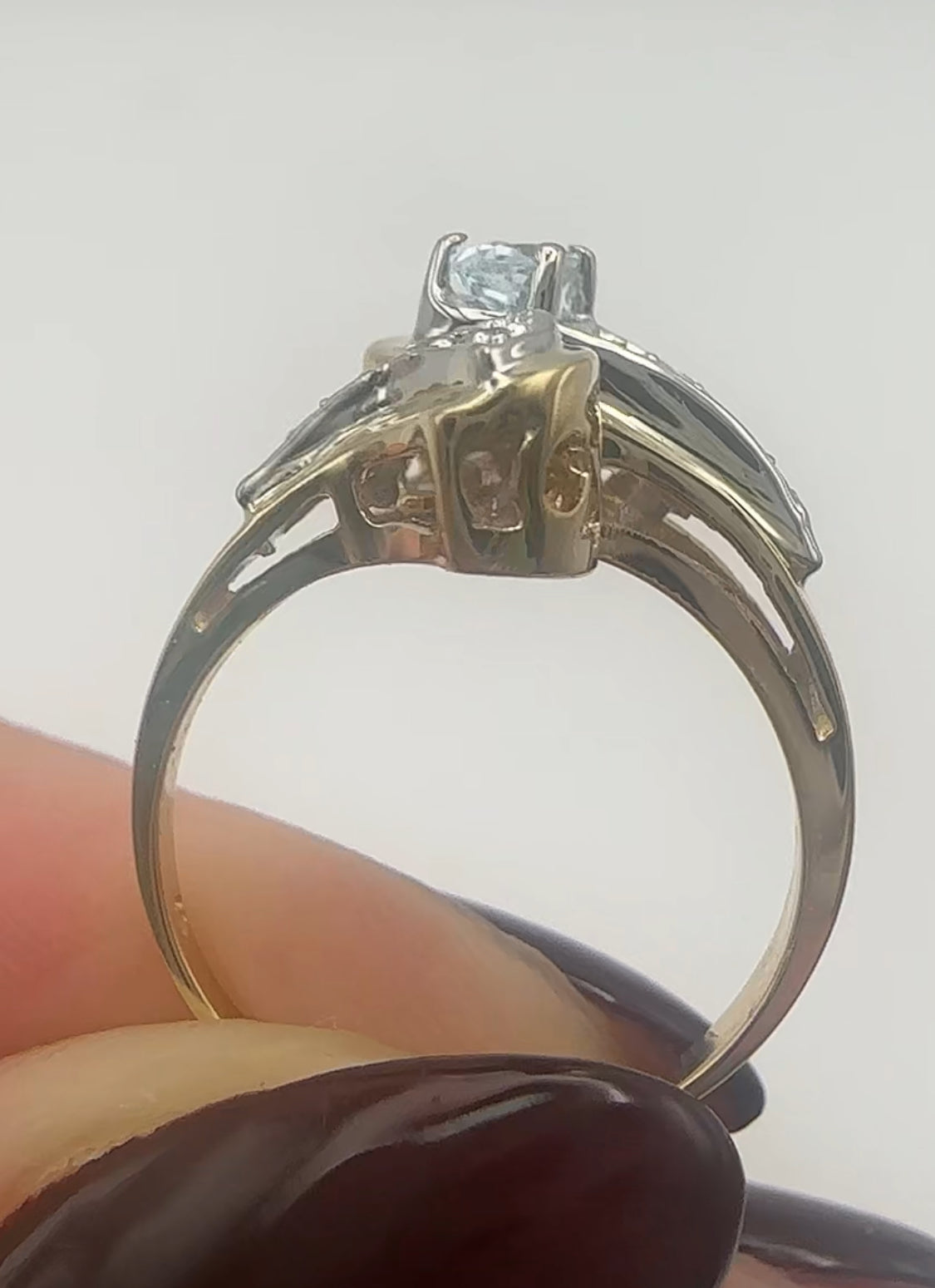 Unique Pear Aquamarine Bypass Ring