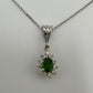 Tsavorite Center Stone Pendant - 14k White Gold - Natural Diamonds