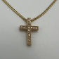 14k Yellow Gold Cross with Natural Diamonds