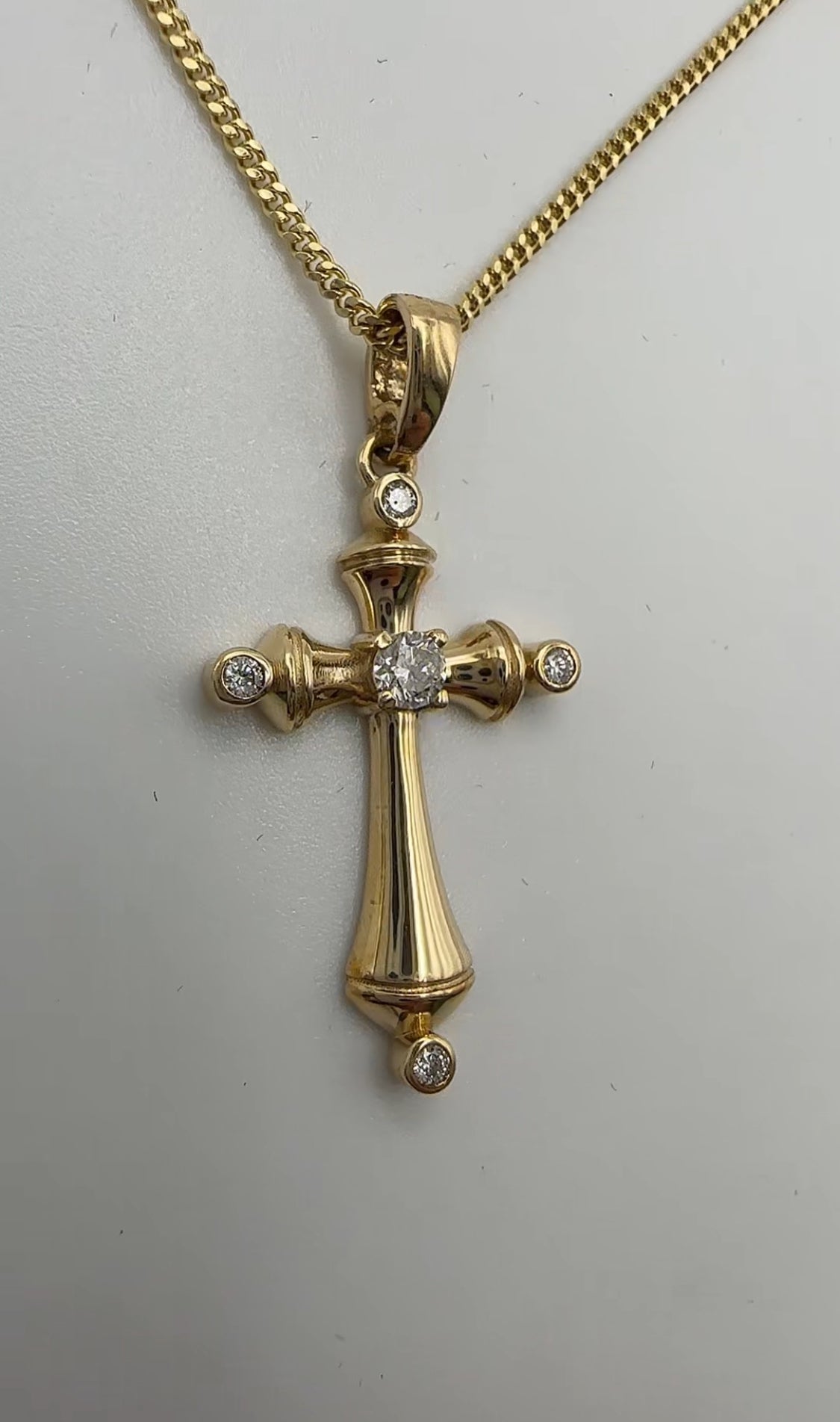 Diamond Gold Cross - 14k Yellow Gold - Natural Diamonds