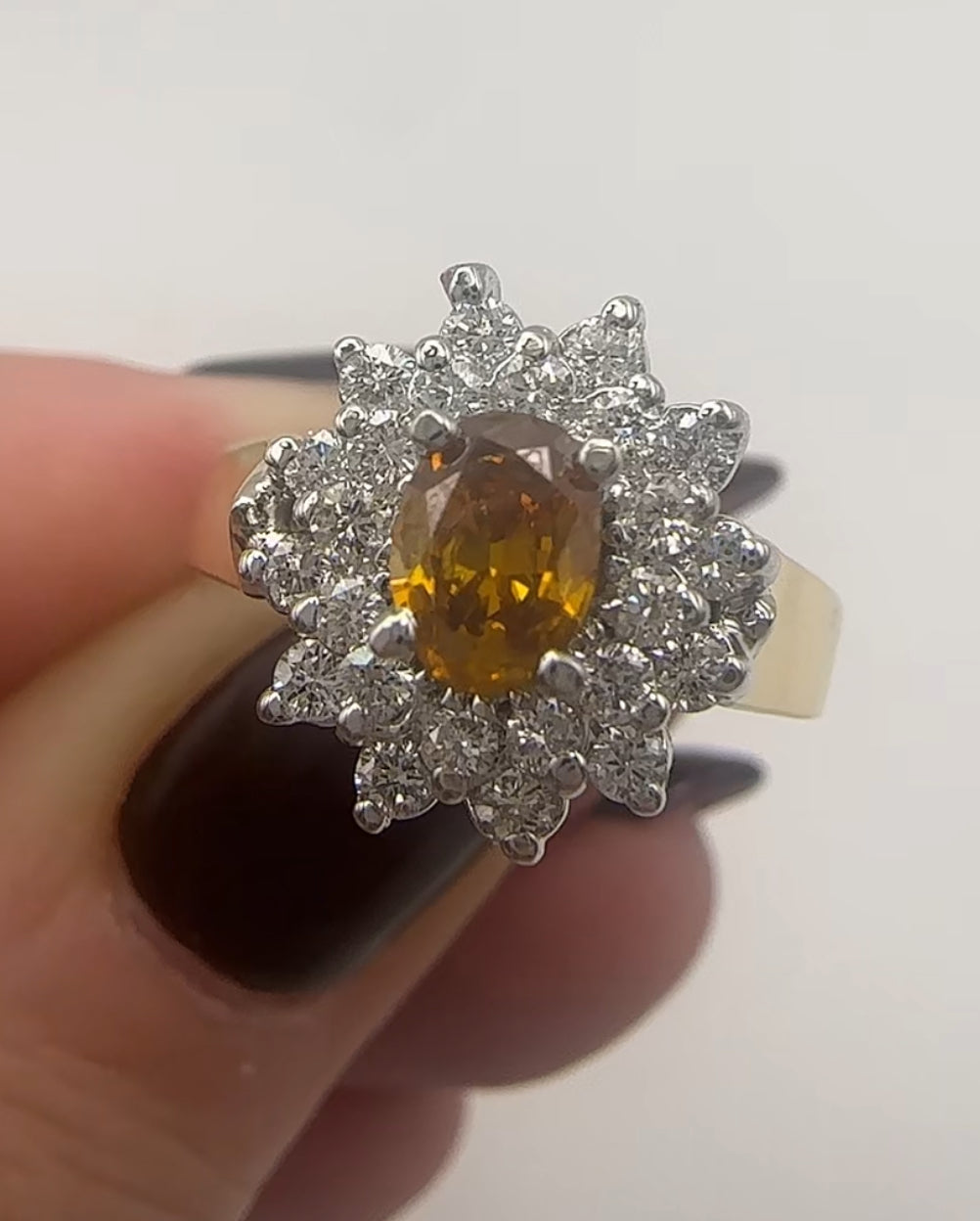 Lady Diana Vintage Yellow Diamond Center Stone 14k Yellow Gold