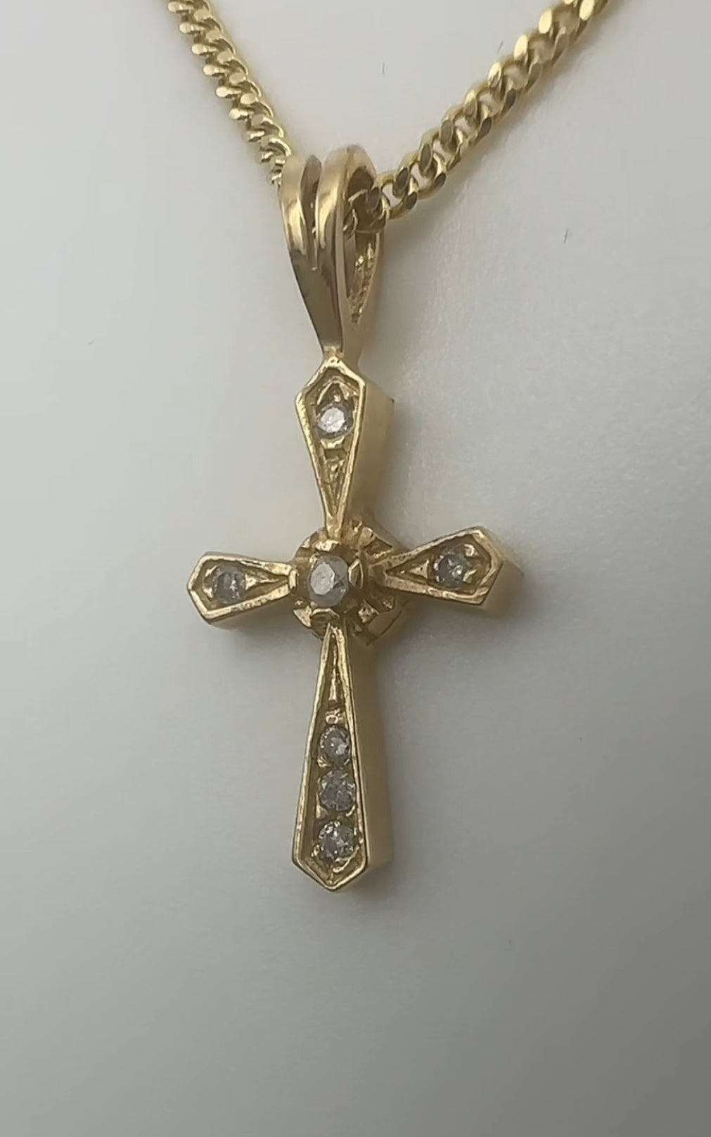 Yellow Gold Cross with Diamond Accents Pendant