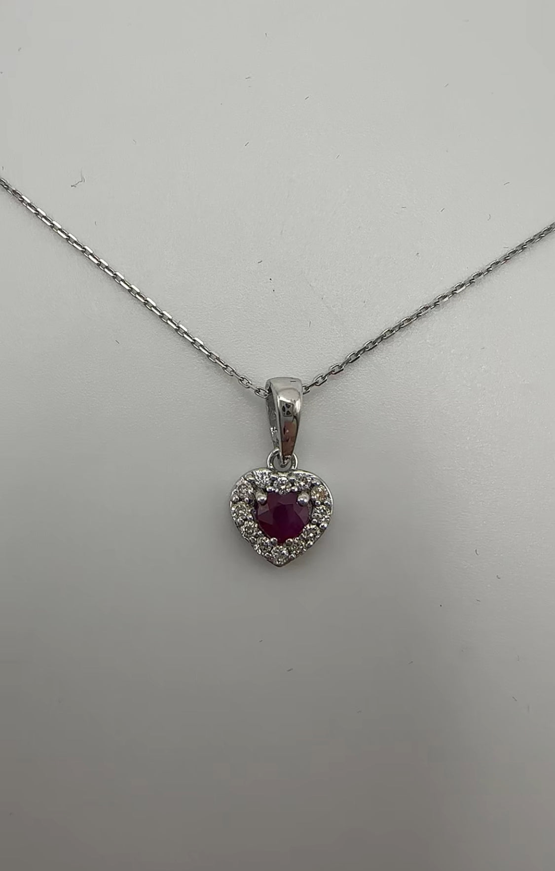 Heart Diamond Pendant with Ruby Center Stone