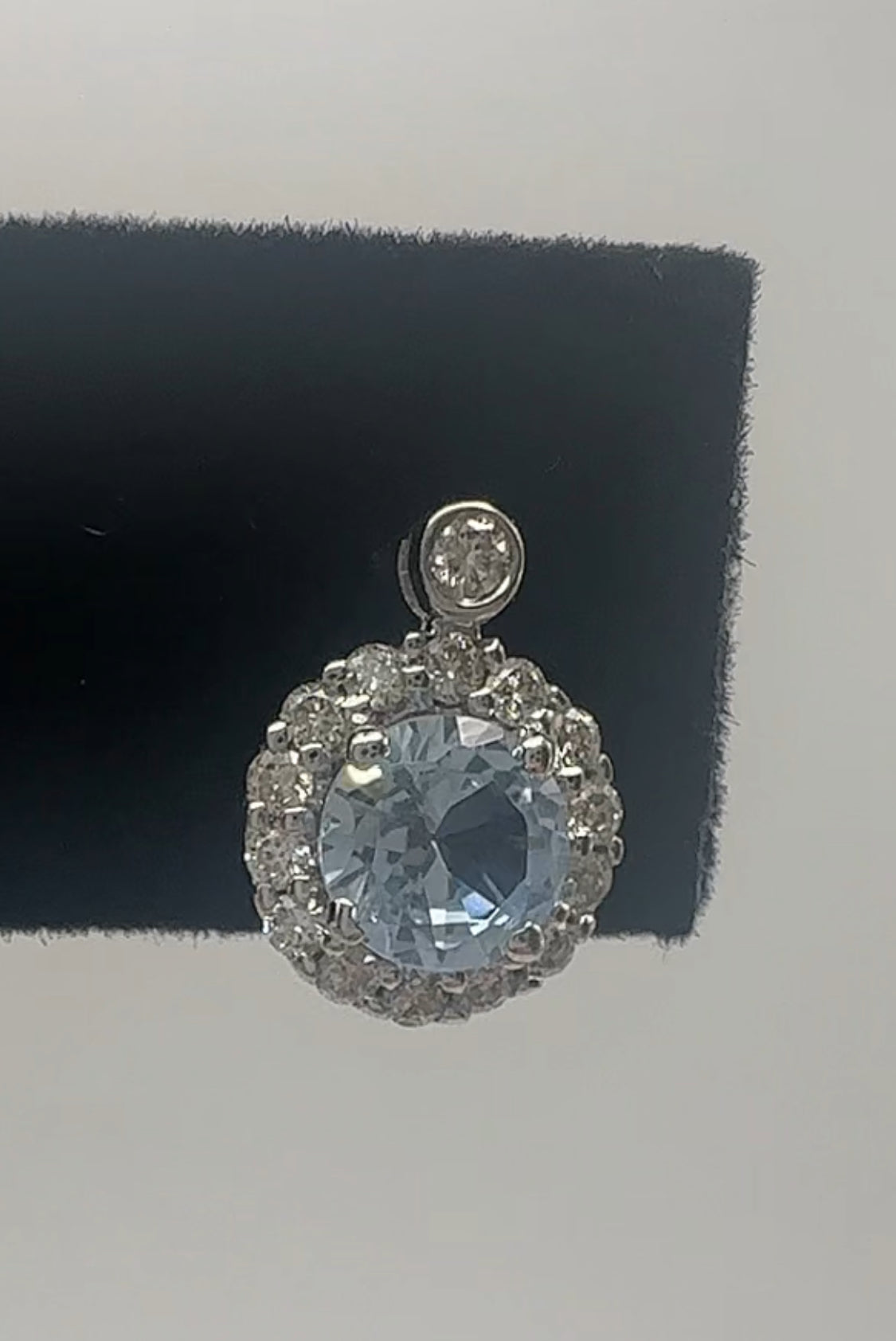 Aquamarine with Diamond Halo Stud