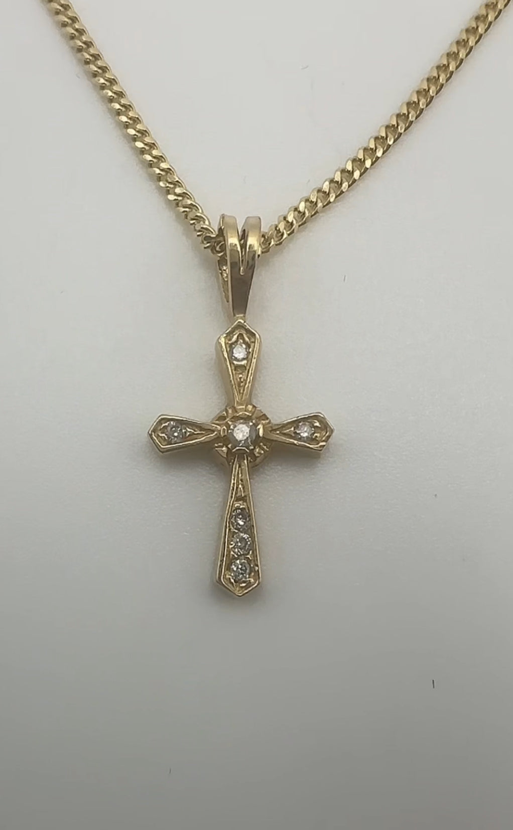 Yellow Gold Cross with Diamond Accents Pendant