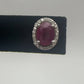Oval Ruby Earrings with Natural Diamond Halo 14k White Gold