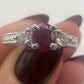 Simple Ruby and Diamond Three Stone Ring 14k White Gold