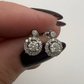 14k White Gold Halo Diamond Stud Earrings