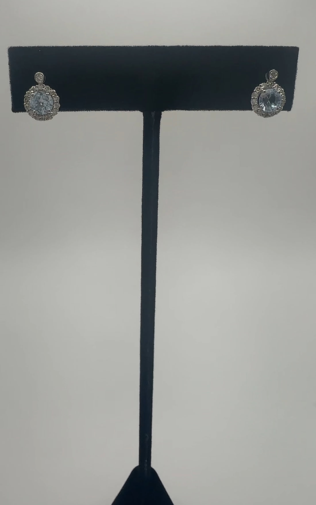 Aquamarine with Diamond Halo Stud