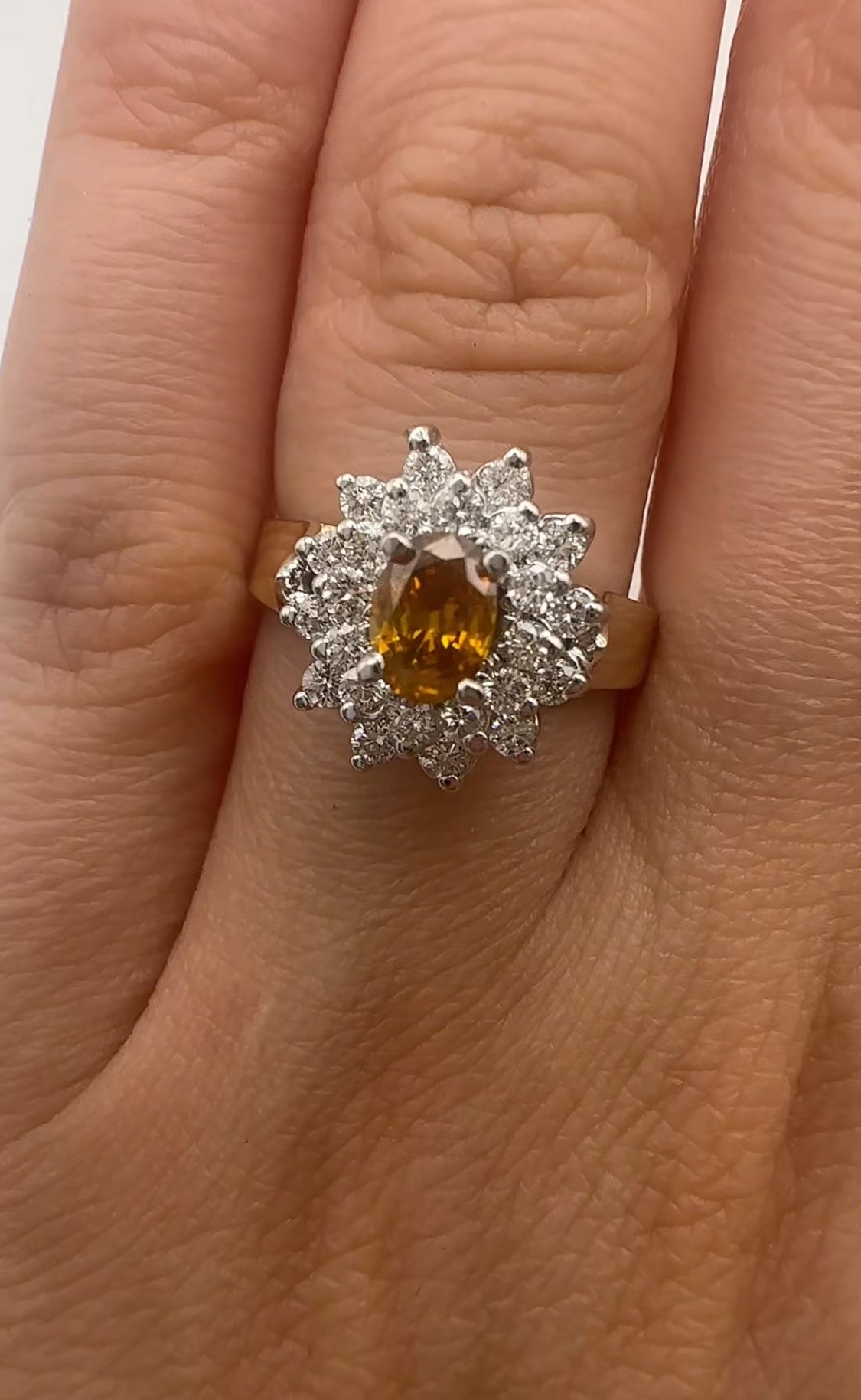 Lady Diana Vintage Yellow Diamond Center Stone 14k Yellow Gold