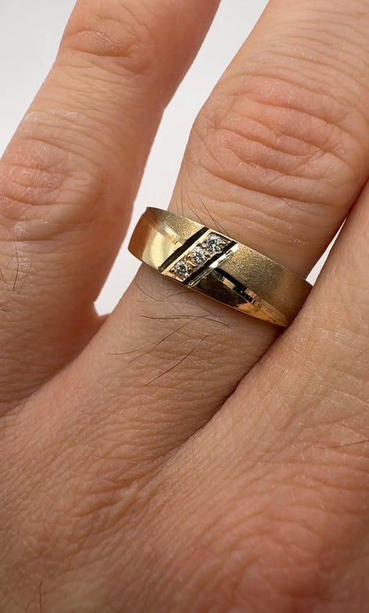 Men’s Ring Half Brushed with Diamonds