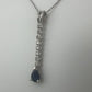 Vertical Diamond Necklace with Pear Sapphire Accent 14k White Gold